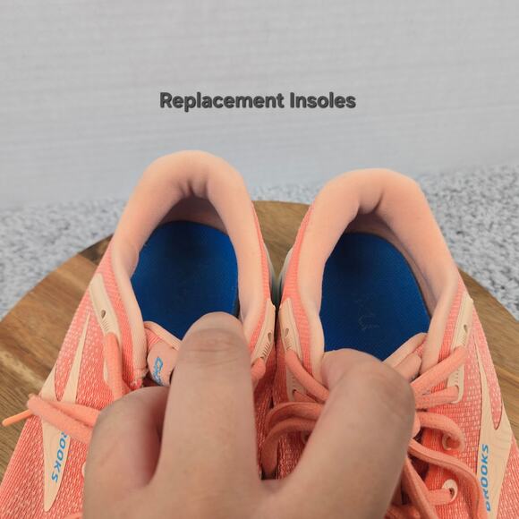 Brooks Womens 9.5B Ghost Max Papaya Apricot Blue Athletic Gym Road Running Shoe - Picture 12 of 13